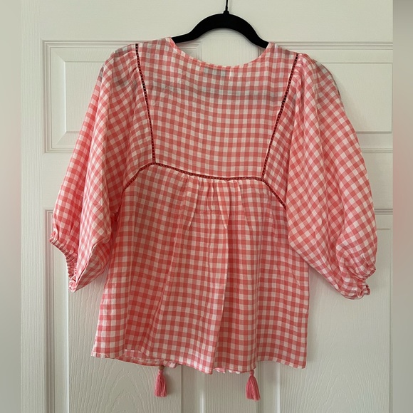 Petal and pup pink and white checker top - Picture 2 of 2